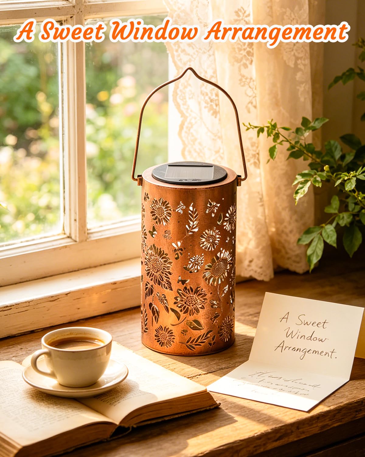Cawabocy Birthday Gifts for Women Mum Grandma, Sunflower Solar Lanterns Garden Decorations, Solar Garden Lights for Patio Yard Pathway