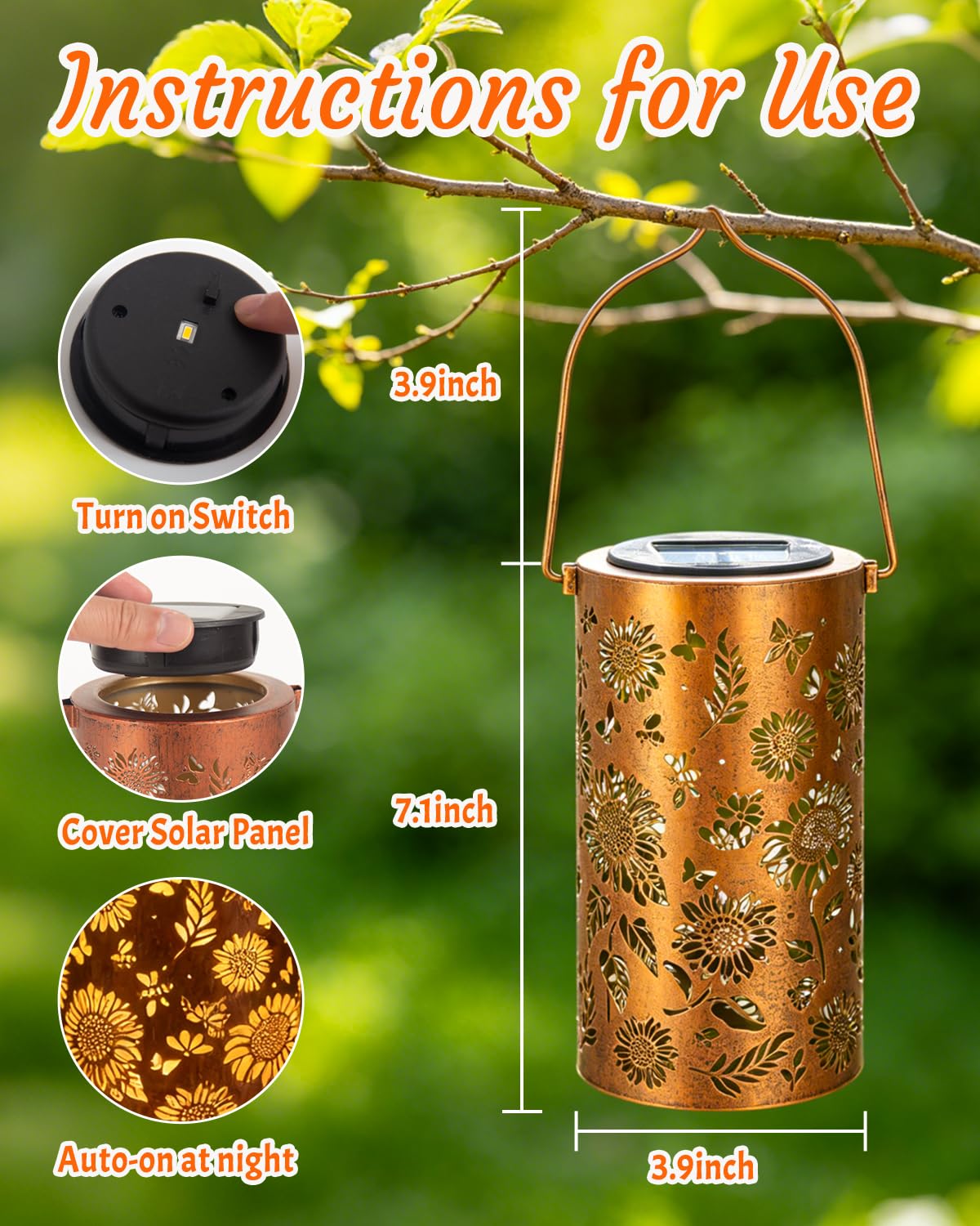 Cawabocy Birthday Gifts for Women Mum Grandma, Sunflower Solar Lanterns Garden Decorations, Solar Garden Lights for Patio Yard Pathway