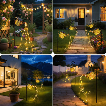 Daknswte Solar Watering Can Lights Outdoor Garden,Waterproof Led Hanging Metal Lantern with Fairy String Light,Garden Ornaments for Yard Lawn Pathway Patio Decor and Women Mom Birthday Gifts