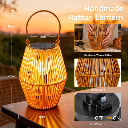 Ollny Solar Lights Outdoor Garden, 2 Pack Hanging Solar Lanterns with LED Bulds, IP44 Waterproof Garden Ornaments Outside Lantern Light for Yard Pathway Patio Decor, Birthday Gifts for Women Unique