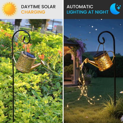 Daknswte Solar Watering Can Lights Outdoor Garden,Waterproof Led Hanging Metal Lantern with Fairy String Light,Garden Ornaments for Yard Lawn Pathway Patio Decor and Women Mom Birthday Gifts