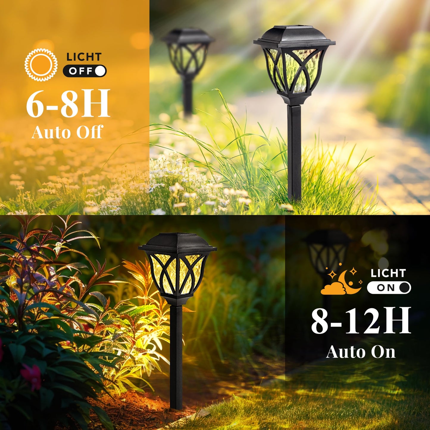 GIGALUMI Solar Lights Outdoor Garden, 6 Pack LED Garden Solar Lights Waterproof, Solar Powered Pathway Lights for Yard, Patio, Landscape, Walkway, Path (Warm White)